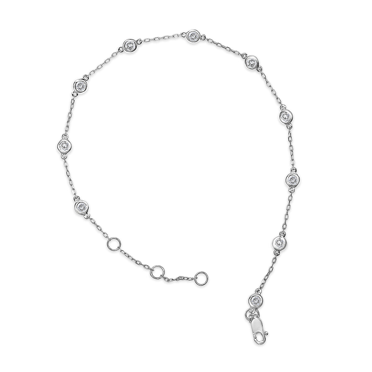 14K white gold 1/2 Cttw Diamond by Yard Bracelet with bezel-set diamonds on delicate chain on Tampa Home & Garden Store