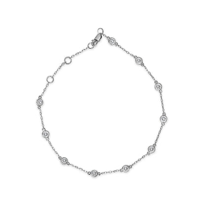 Bracelet 14K white gold 1/2 Cttw diamond by-yard, bezel-set diamonds on linked chain, Bids.com on Tampa Home & Garden Store