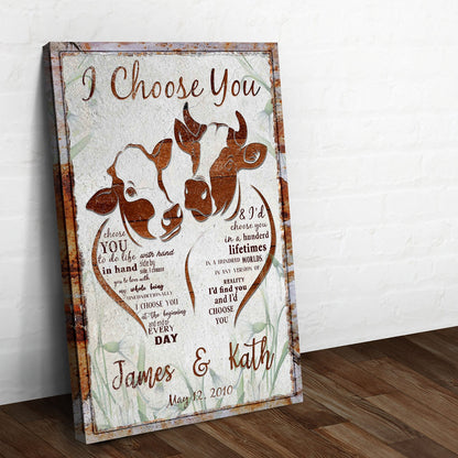 I Choose You Cow Couple Sign canvas by Tailored Canvases, rust cow silhouettes crafting canvas on Tampa Home & Garden Store