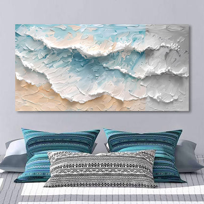 Blue Ocean Coastal Wall Art canvas by Tailored Canvases; turquoise seascape with peach sands on Tampa Home & Garden Store