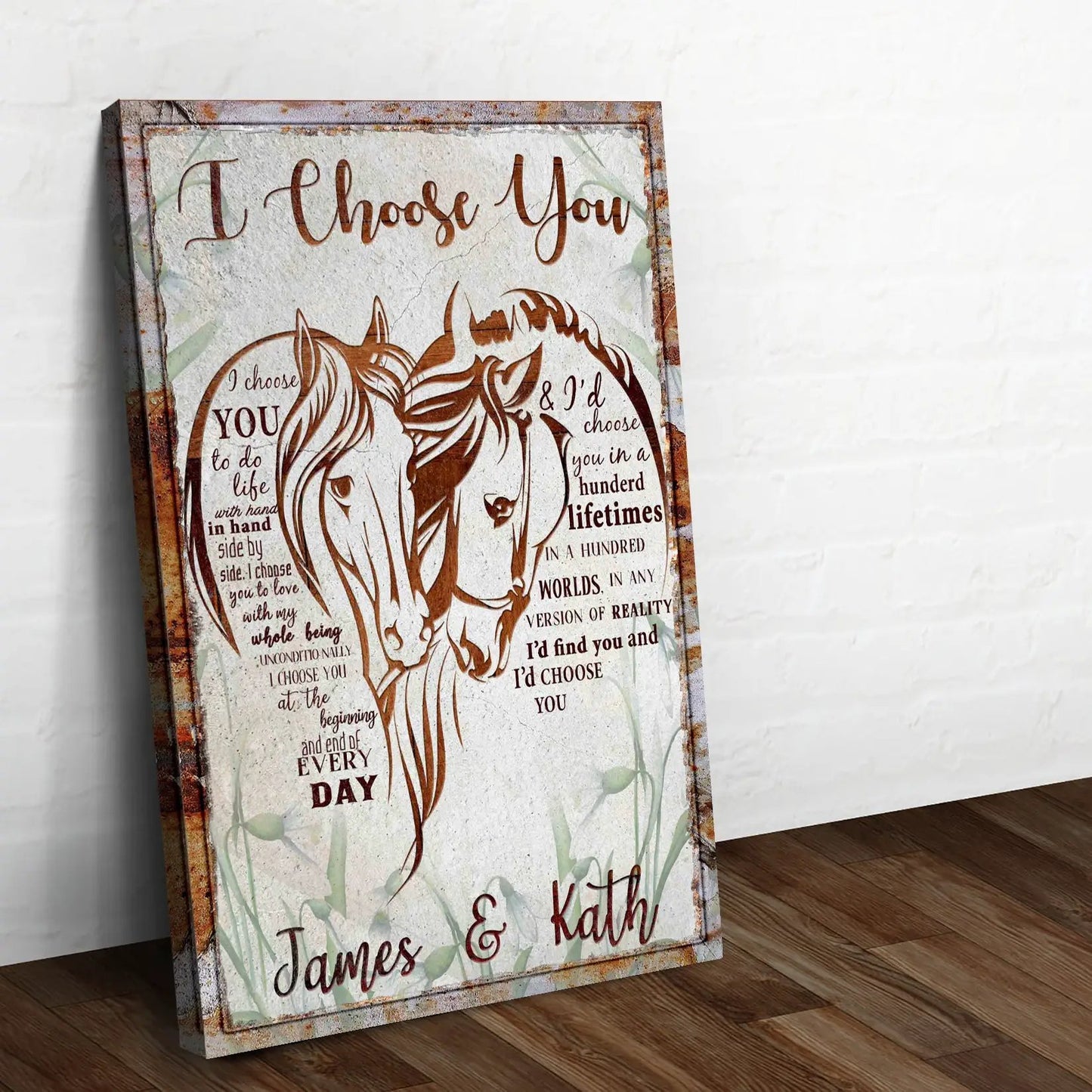 I Choose You Couple Horse Sign canvas by Tailored Canvases, framed crafting with horses on Tampa Home & Garden Store