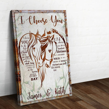I Choose You Couple Horse Sign canvas by Tailored Canvases, framed crafting with horses on Tampa Home & Garden Store