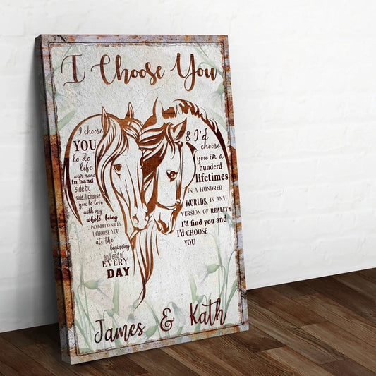 I Choose You Couple Horse Sign canvas by Tailored Canvases, framed crafting with horses on Tampa Home & Garden Store
