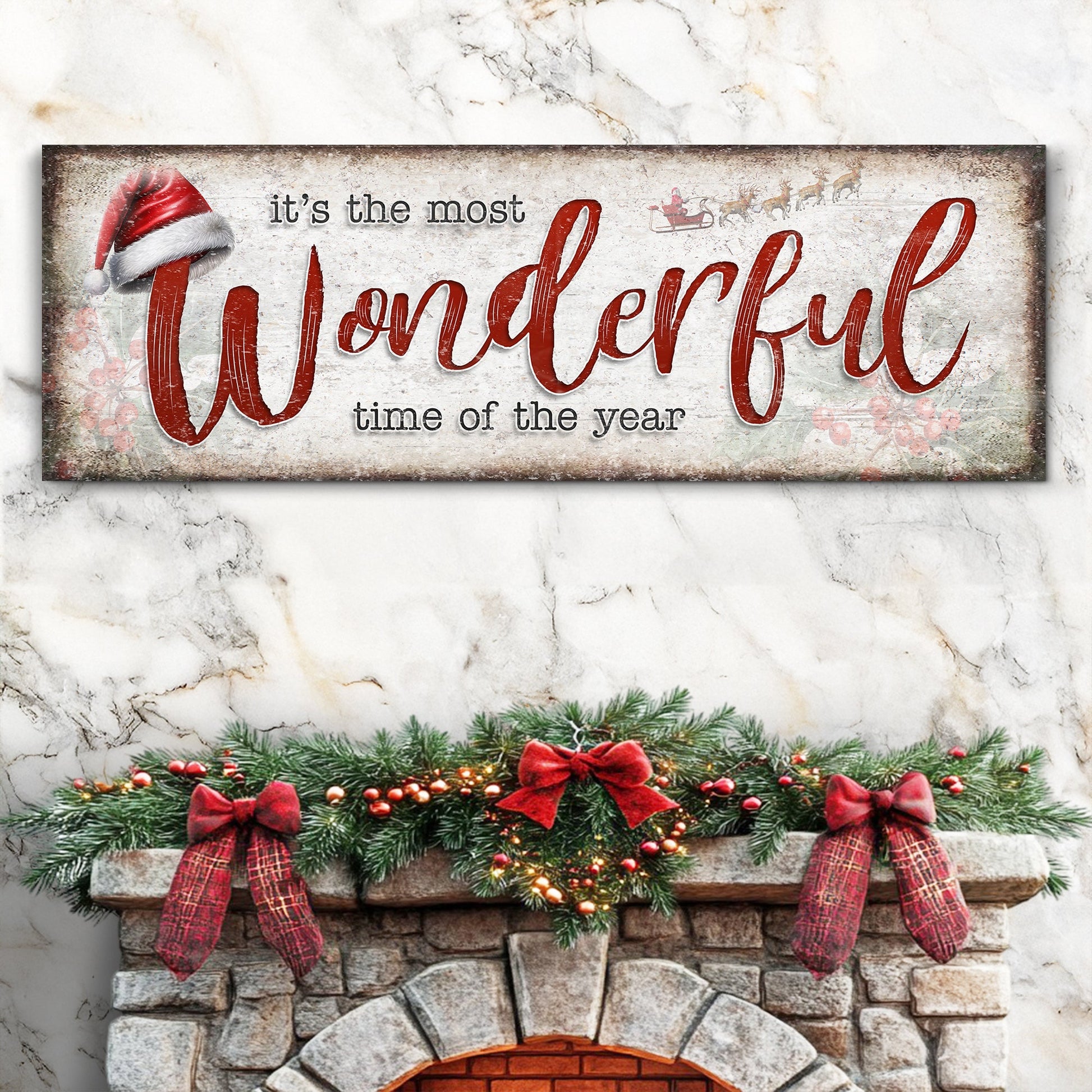 It's The Most Wonderful Time Of The Year Christmas Sign III canvas by Tailored Canvases on Tampa Home & Garden Store