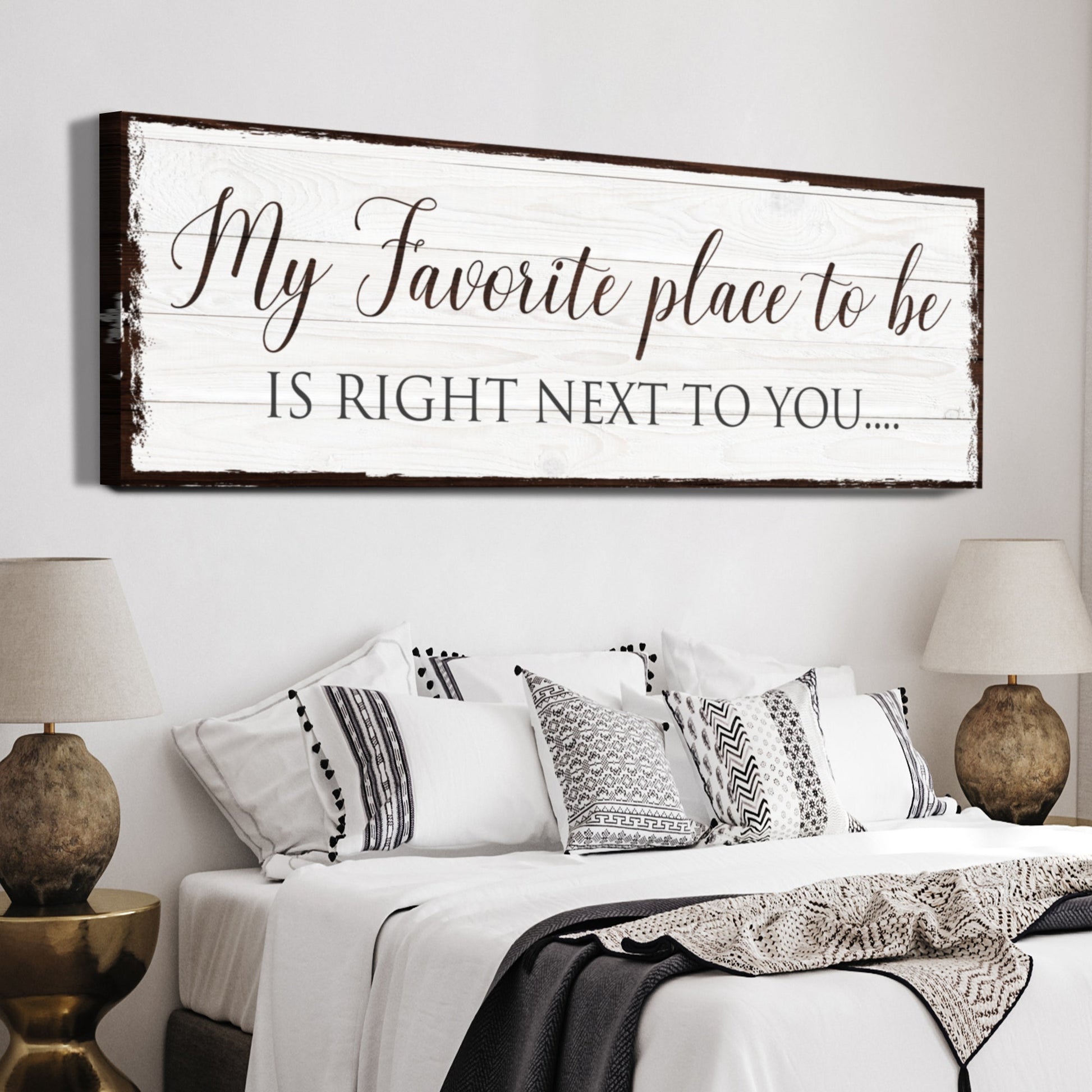Canvas wall art My Favorite Place to Be Next to You, whitewashed plank Tailored Canvases on Tampa Home & Garden Store