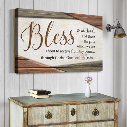 Bless Us Oh Lord Faith Sign IV canvas by Tailored Canvases, rustic wood frame on Tampa Home & Garden Store