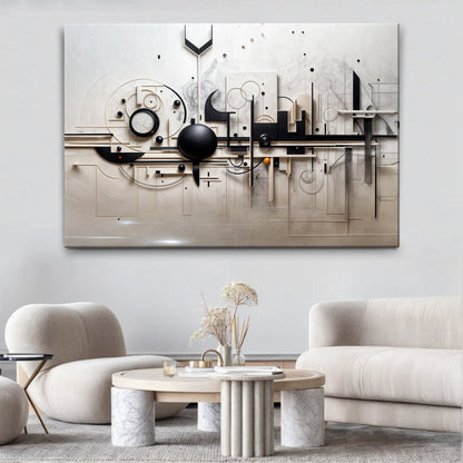 Modern Mechanical Wall Art canvas by Tailored Canvases in beige cream black 3D relief on Tampa Home & Garden Store