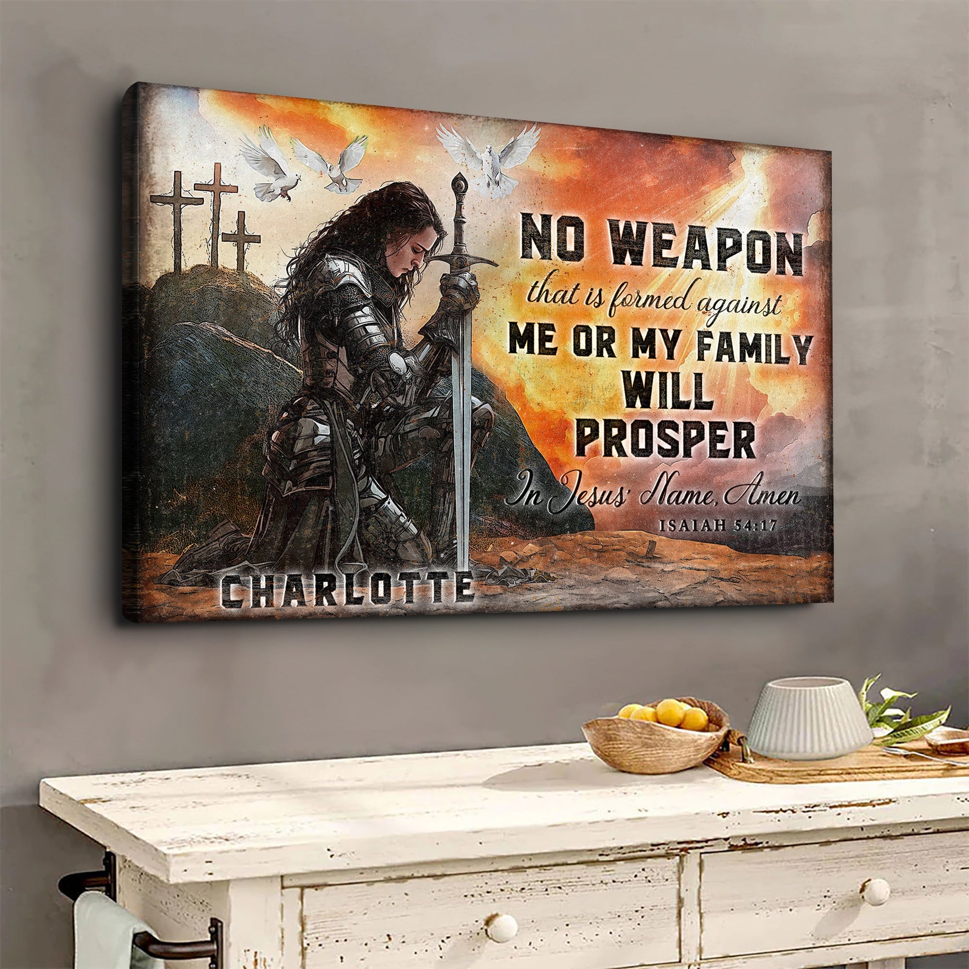 Canvas art No Weapon That Is Formed Against You Will Prosper Faith Sign by Tailored Canvases on Tampa Home & Garden Store