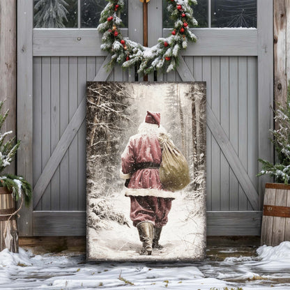 Vintage Santa Claus in Winter Forest Christmas Wall Art III canvas by Tailored Canvases on Tampa Home & Garden Store