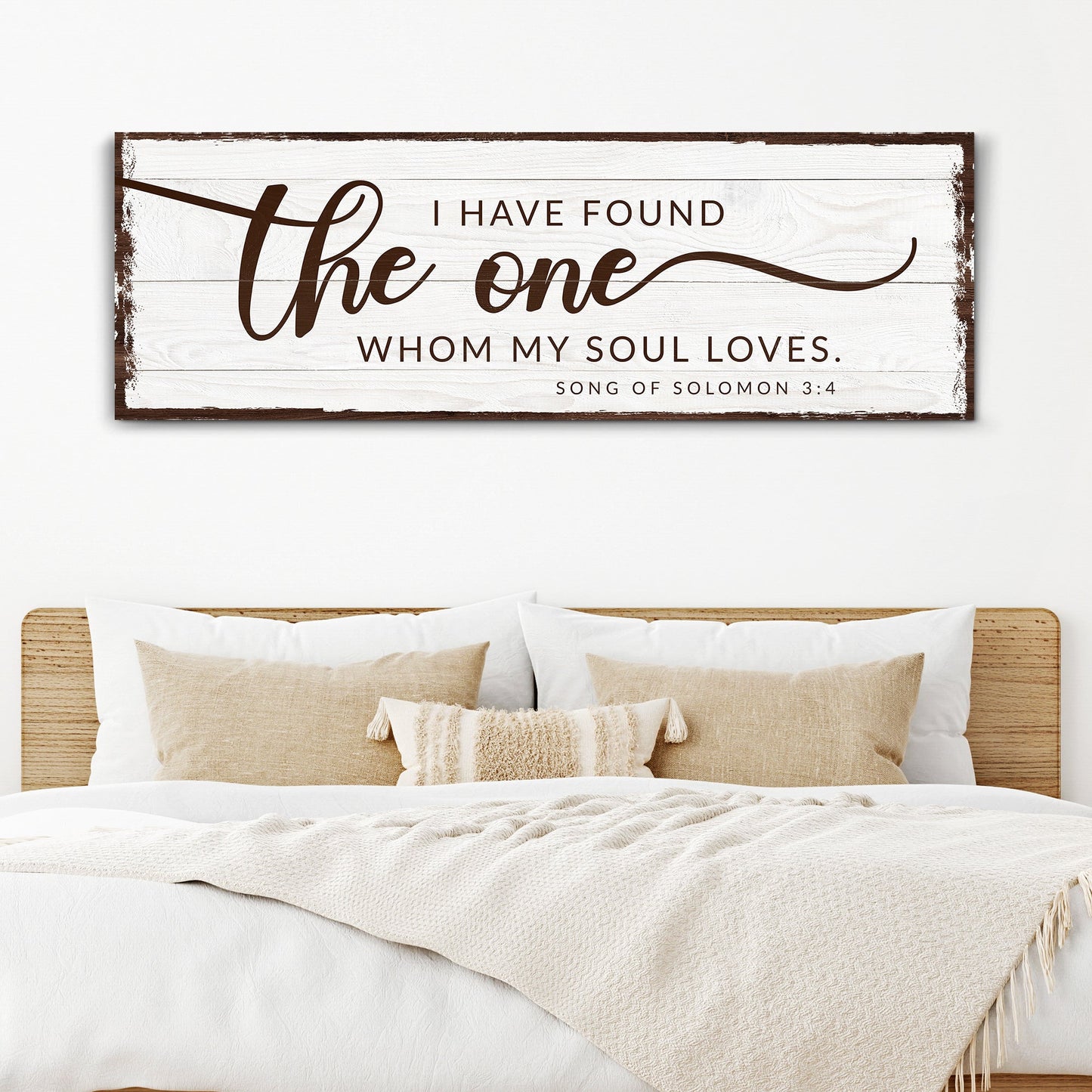 I Have Found The One Whom My Soul Loves Faith Sign canvas white wood with brown script on Tampa Home & Garden Store