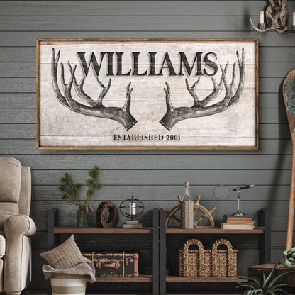 Personalized Family Antler Sign IV canvas by Tailored Canvases with WILLIAMS and antlers on Tampa Home & Garden Store