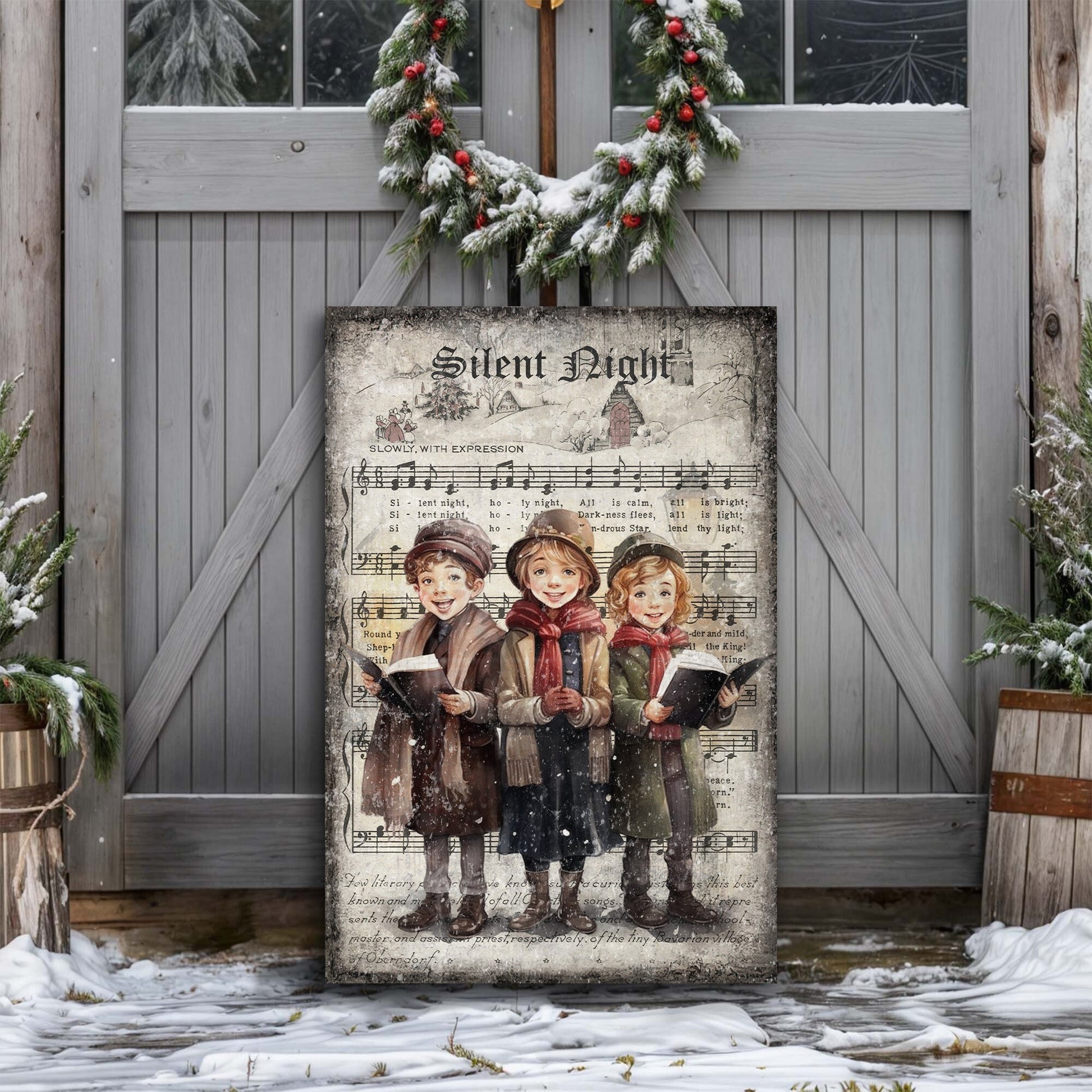 Vintage Christmas Carolers Wall Art III canvas Tailored Canvases, carolers on sheet music on Tampa Home & Garden Store