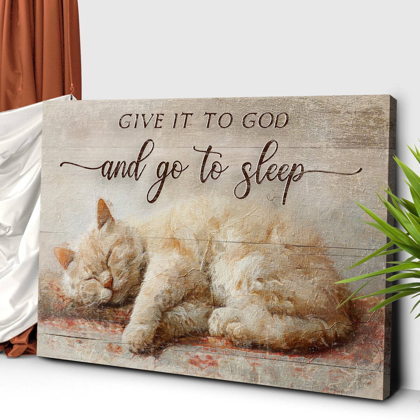 Canvas faith sign XI by Tailored Canvases with rustic wood texture and cursive lettering on Tampa Home & Garden Store