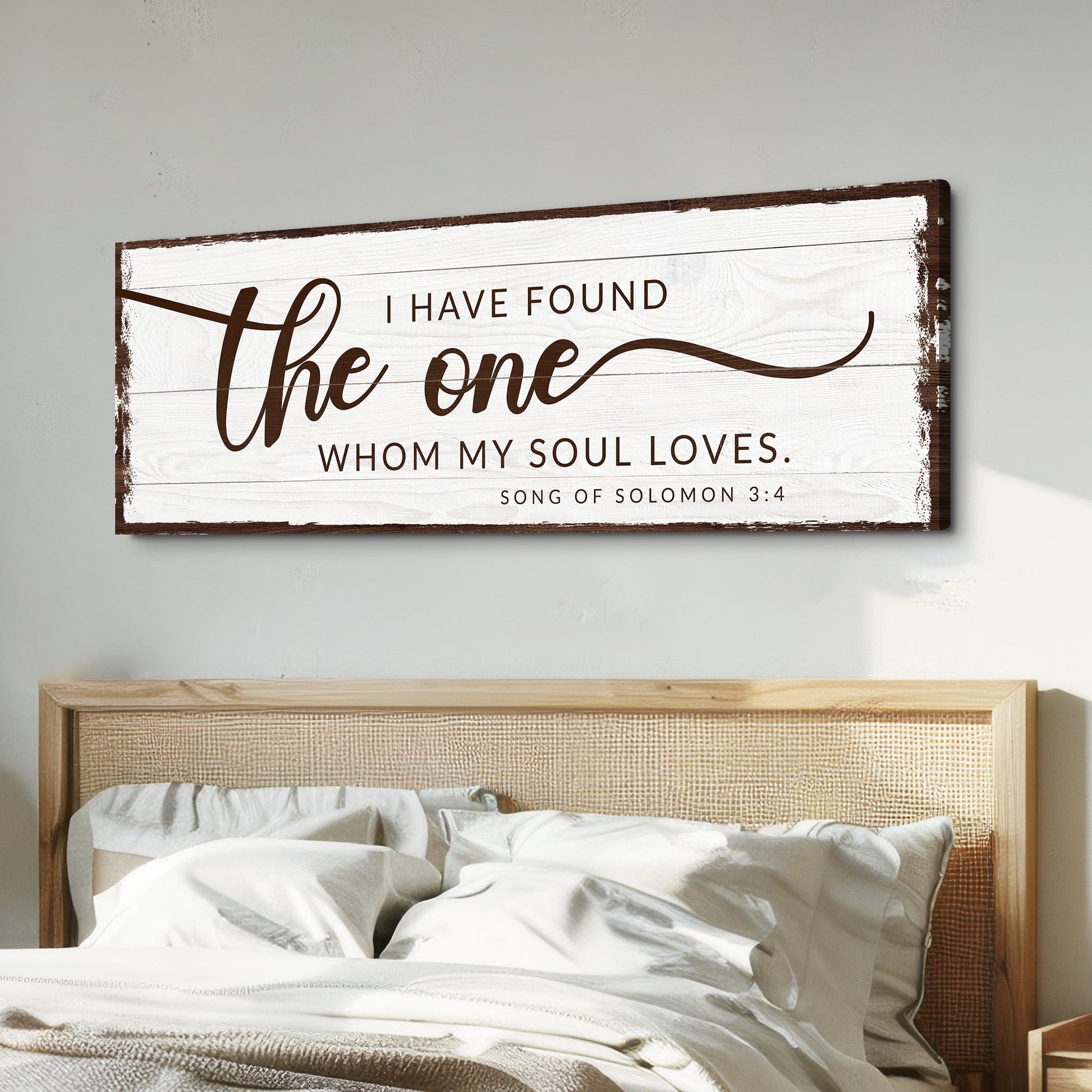 Canvas sign I Have Found The One Whom My Soul Loves on rustic planks Tailored Canvases on Tampa Home & Garden Store