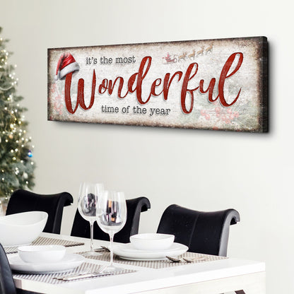canvas sign Christmas art with red Wonderful, Santa hat on W and sleigh Tailored Canvases on Tampa Home & Garden Store
