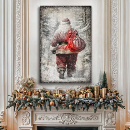 Vintage Christmas Santa Claus Wall Art III canvas by Tailored Canvases, Santa with red sack on Tampa Home & Garden Store
