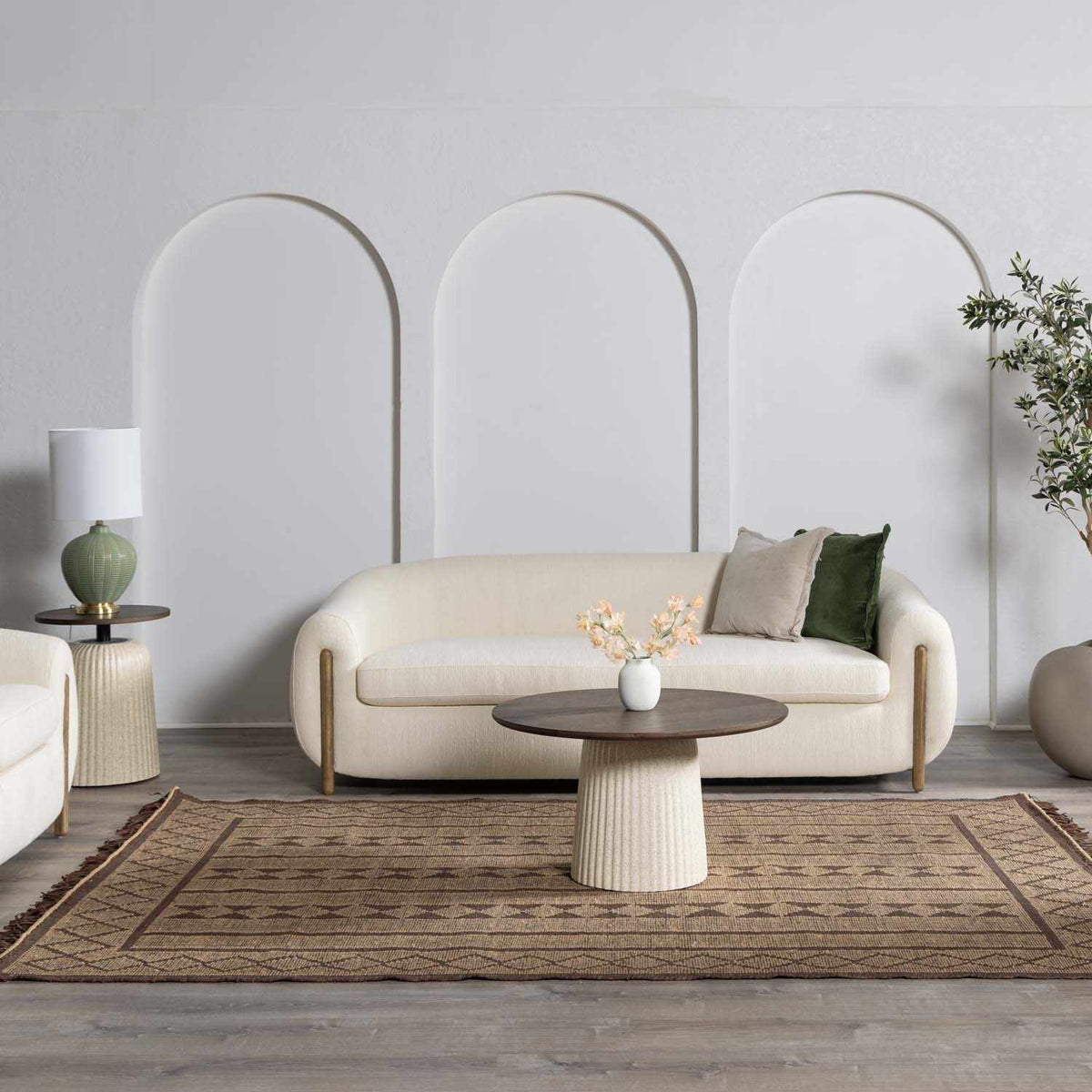 Maia Jute & Leather Rug by Boutique Rugs in natural brown woven texture with border on Tampa Home & Garden Store