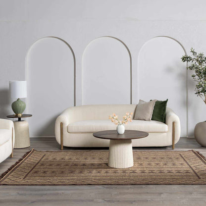 Maia Jute & Leather Rug by Boutique Rugs in natural brown woven texture with border on Tampa Home & Garden Store