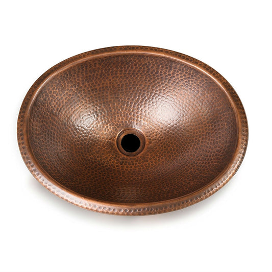 Hammered Copper Oval Bathroom Sink Vessel 17 x 13 inch - Tampa Home & Garden Store