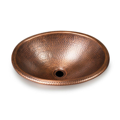 Lavabo ovalado de cobre martillado para baño de 17 x 13 pulgadas