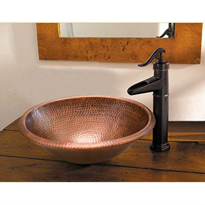 Lavabo ovalado de cobre martillado para baño de 17 x 13 pulgadas