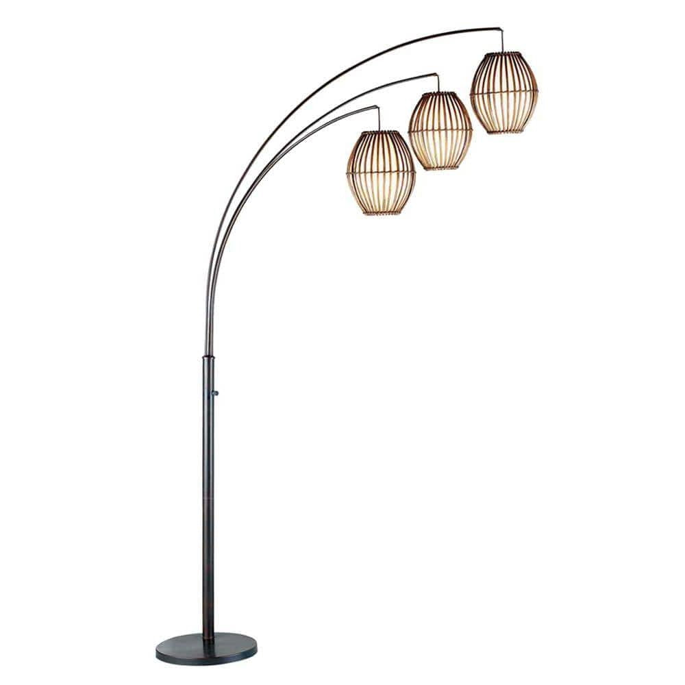 Lámpara de pie en arco moderna bohemia de mediados de siglo de 82 pulgadas con 3 luces de barril