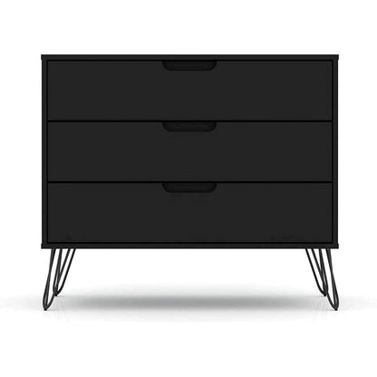 Cómoda de 3 cajones estilo escandinavo moderno en acabado de madera negra