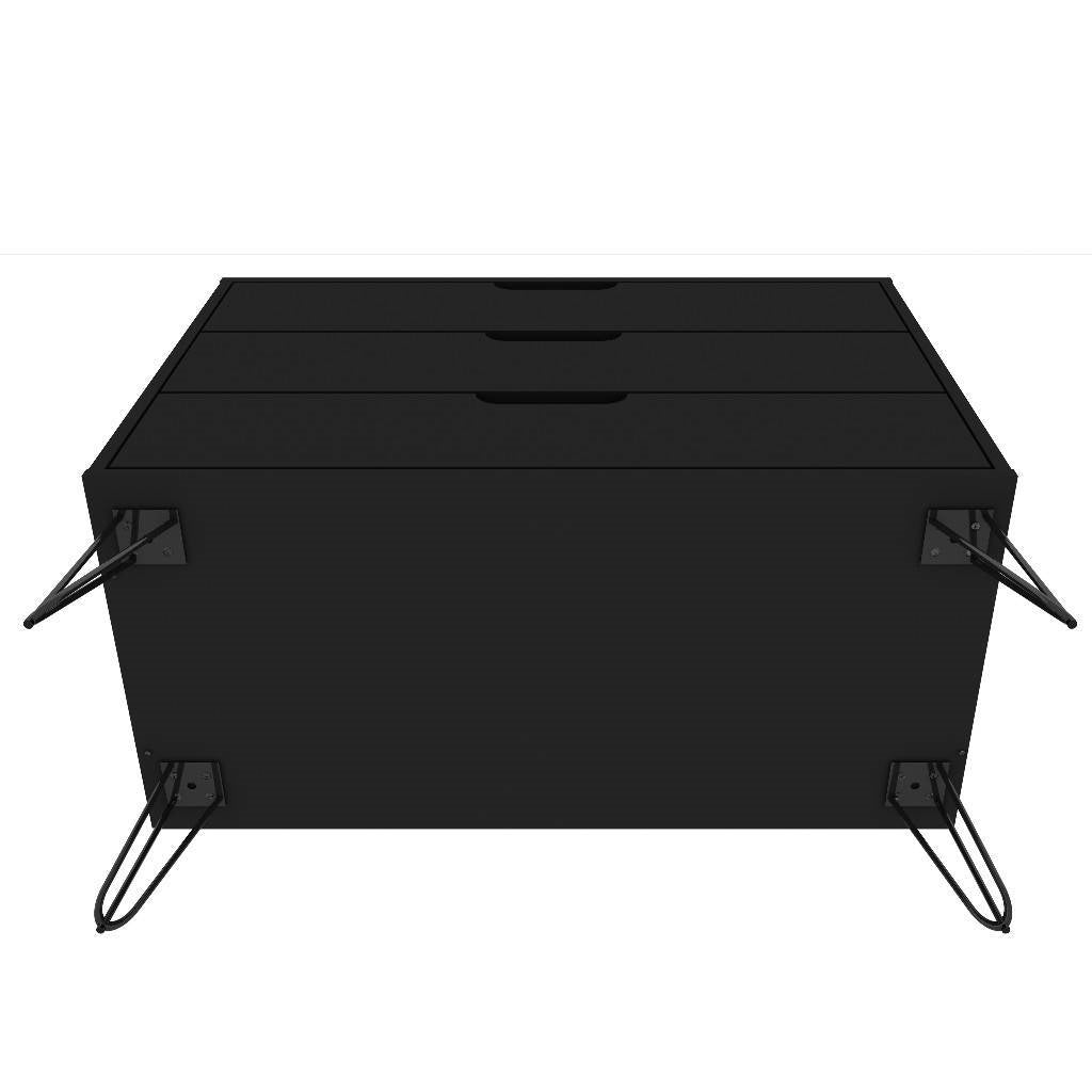Cómoda de 3 cajones estilo escandinavo moderno en acabado de madera negra
