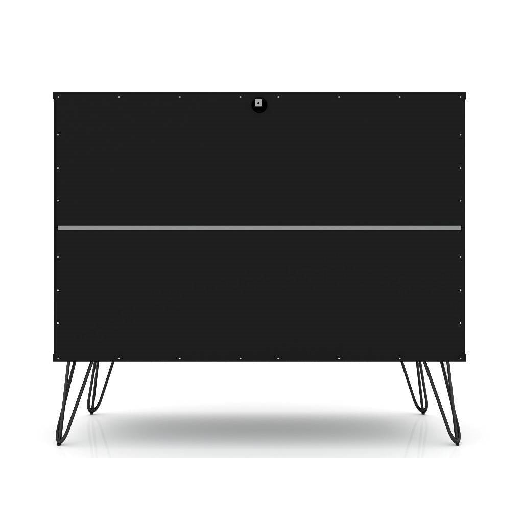 Cómoda de 3 cajones estilo escandinavo moderno en acabado de madera negra