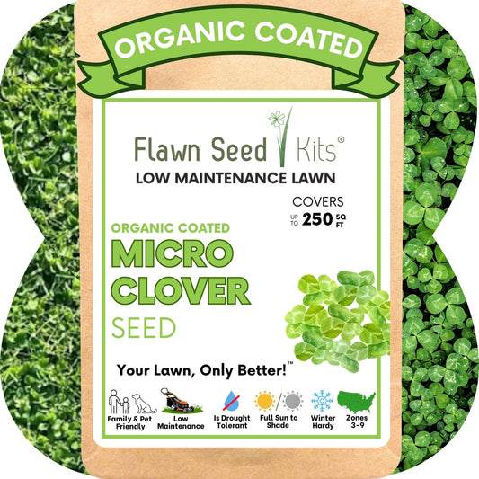 Micro Clover Seed by Flawn Seed Kits, organic coated lawn seed covers 250 sq ft on Tampa Home & Garden Store