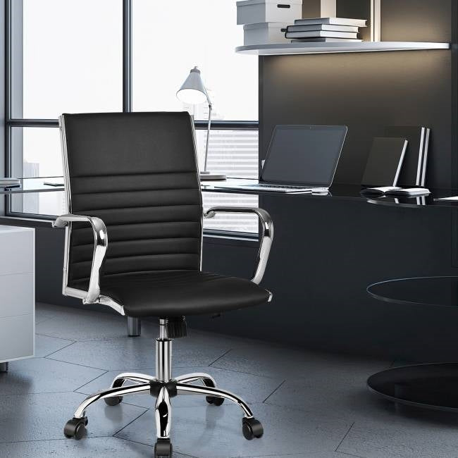 Black faux leather high-back office chair with armrests by HomePacific on Tampa Home & Garden Store
