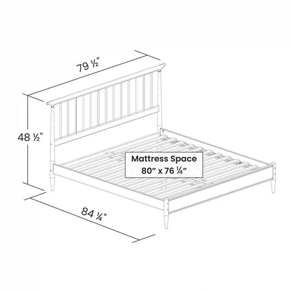 Base de cama de plataforma King Size de madera maciza de mediados de siglo con cabecera en nogal