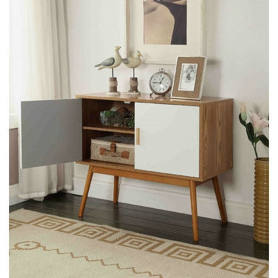 Mueble Consola Alacena de Almacenamiento Estilo Moderno de Mediados de Siglo con Patas de Madera Maciza