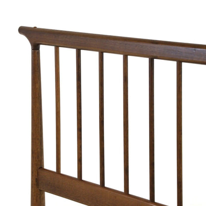 Base de cama de plataforma de madera maciza tamaño Queen de mediados de siglo con cabecero en nogal