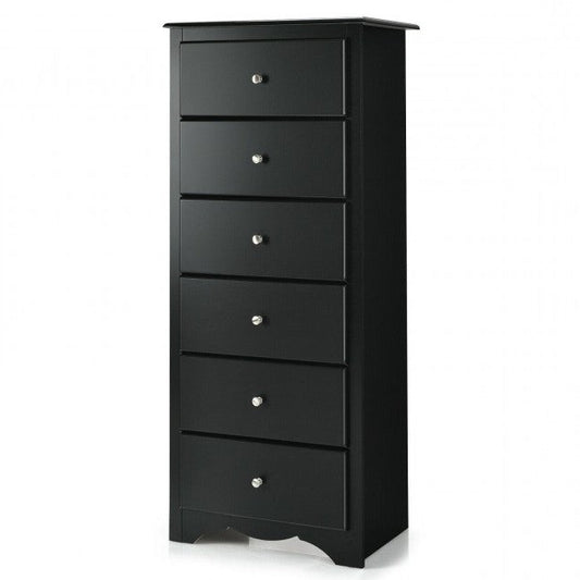 Cómoda alta de madera moderna negra de 6 cajones