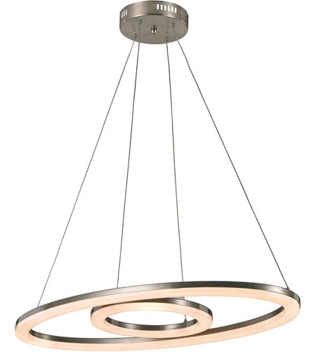 Trans Globe MDN-1406 Optic II satin nickel pendant with double circular rings ceiling light on Tampa Home & Garden Store