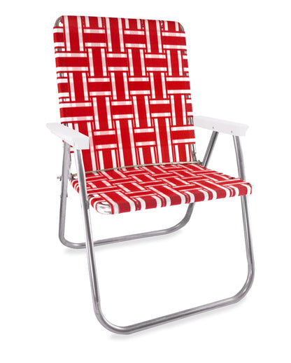 Magnum lawn chair red and white stripe with metal frame, Lawn Chair USA outdoor chair on Tampa Home & Garden Store