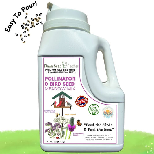 Pollinator & Wild Bird Seed Meadow Mix Flawn Seed Kits bottle on Tampa Home & Garden Store