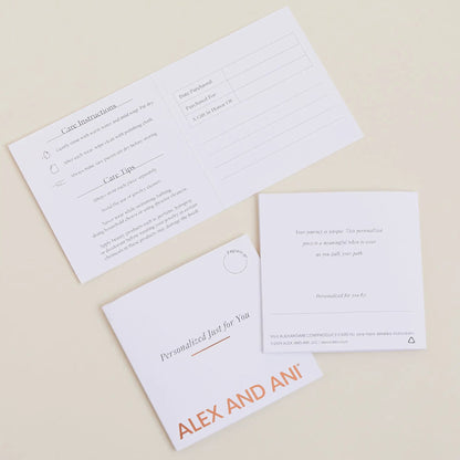 Square Charm Necklace 21'' packaging cards with visible ALEX AND ANI branding on Tampa Home & Garden Store