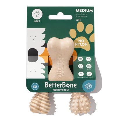 Juguete masticable BetterBone de durabilidad media: Ideal para masticadores cotidianos | Ingredientes naturales, ecológico, no tóxico