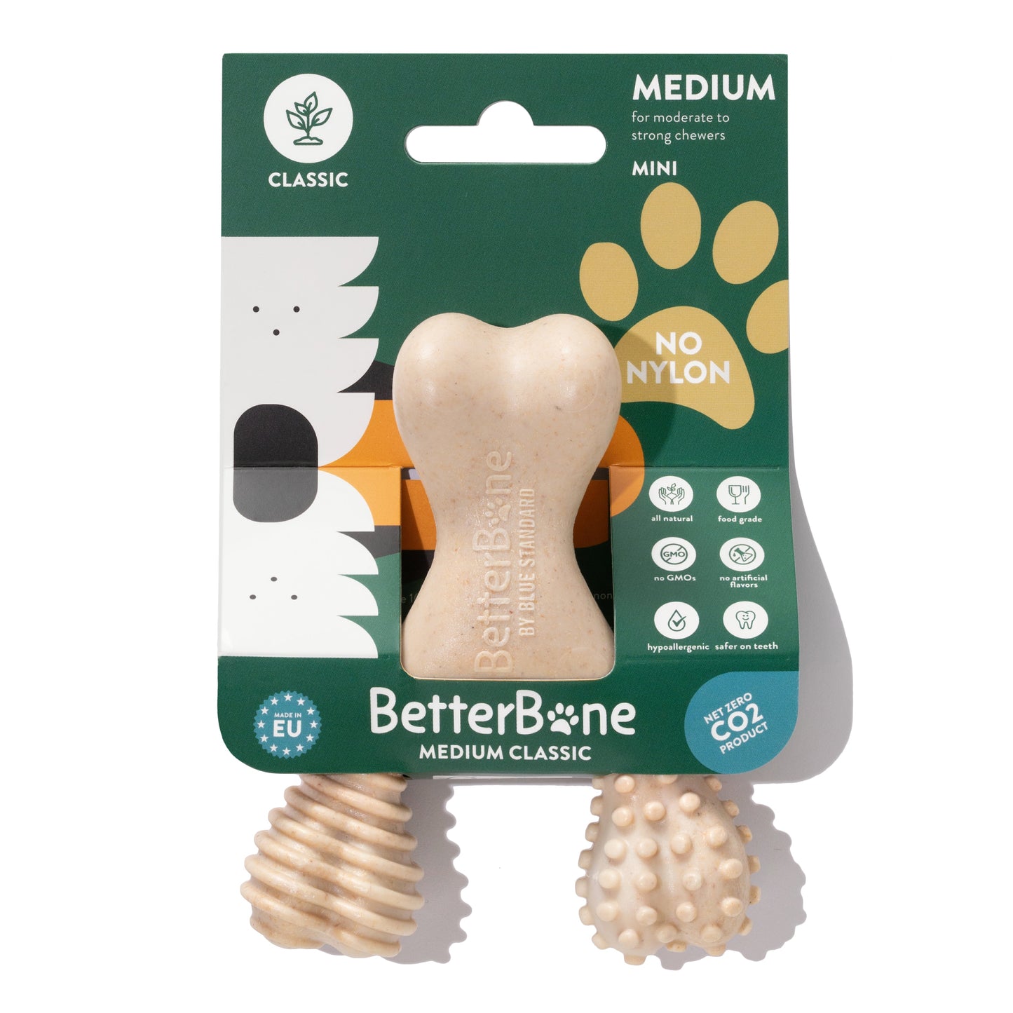 Juguete masticable BetterBone de durabilidad media: Ideal para masticadores cotidianos | Ingredientes naturales, ecológico, no tóxico