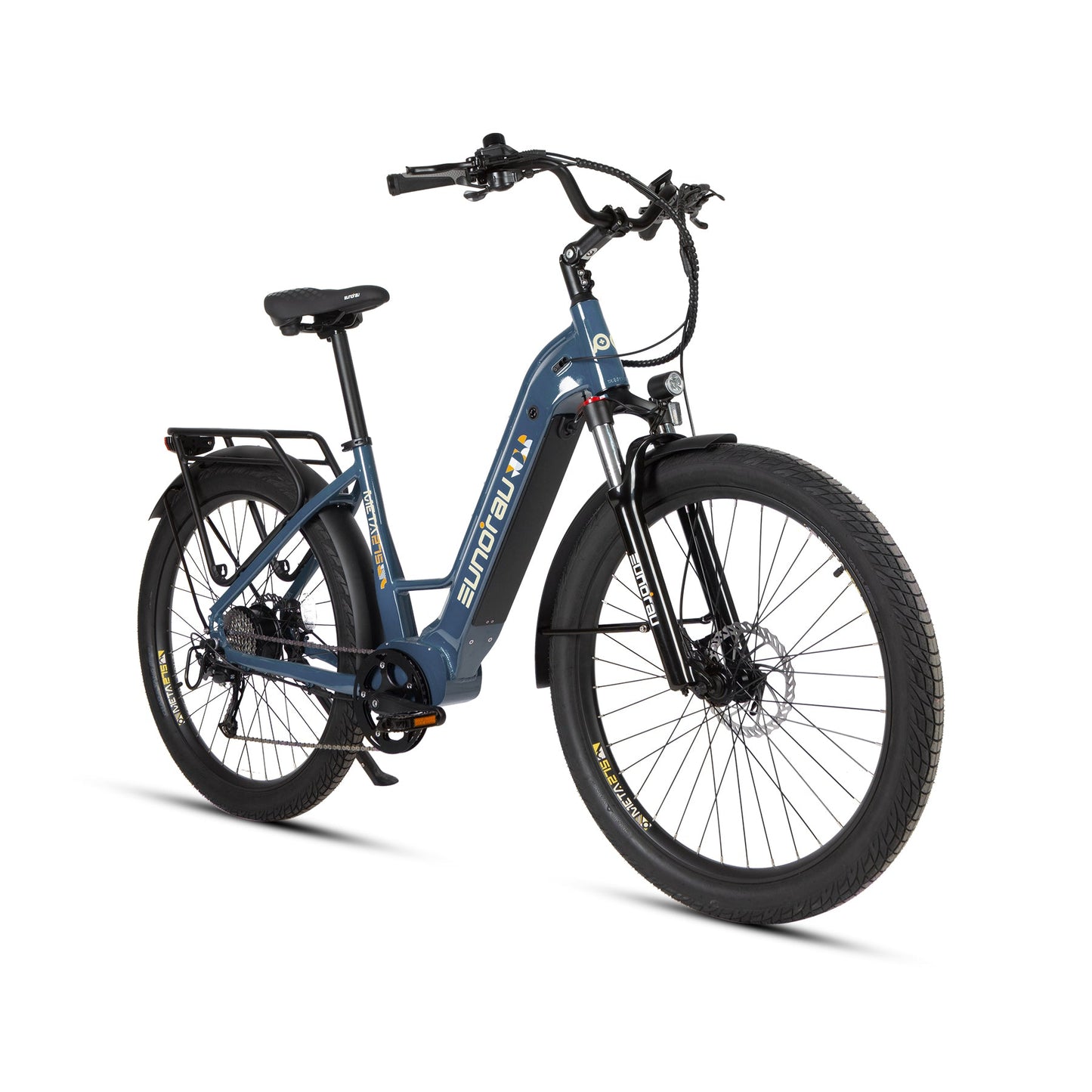 META275 2.0 electric bicycle with blue frame, black components, front disc brakes, rear rack by EUNORAU E-BIKE US on Tampa Home & Garden Store