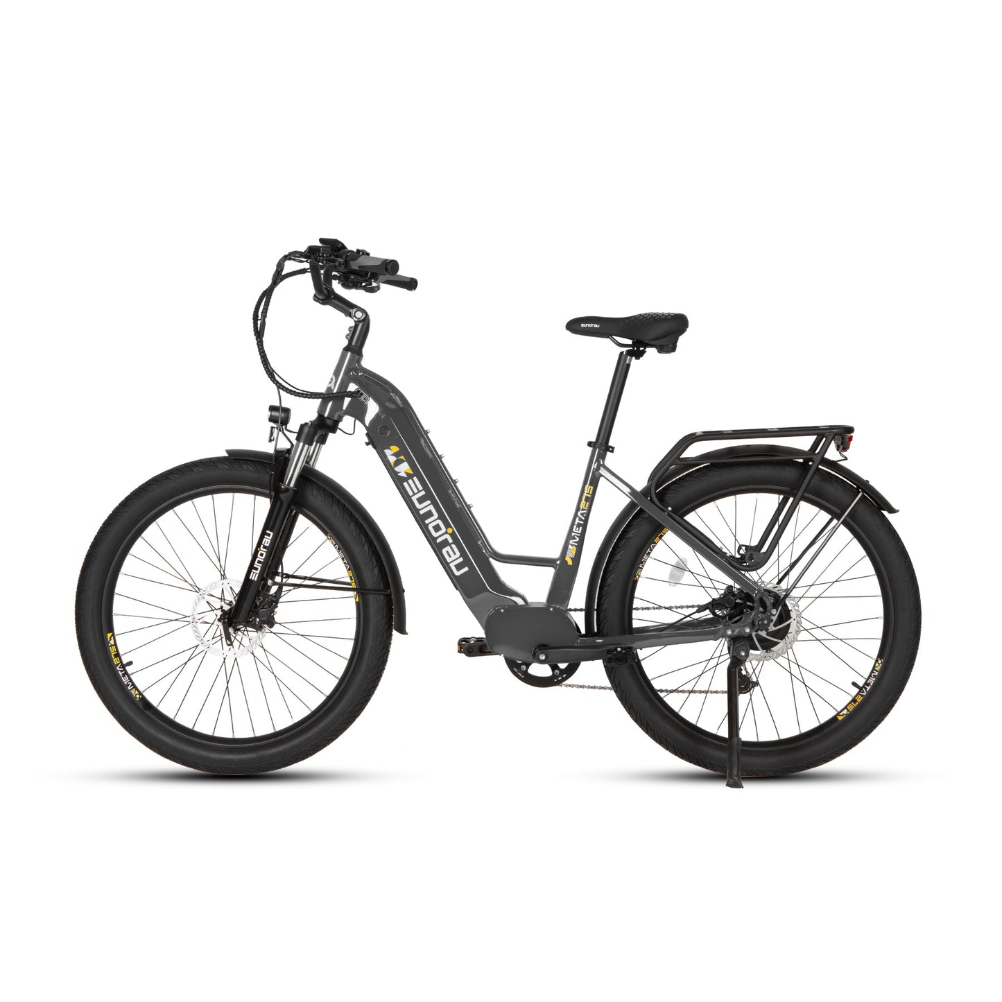 META275 2.0 electric bike gray frame with front suspension by EUNORAU E-BIKE US disc brakes black saddle on Tampa Home & Garden Store