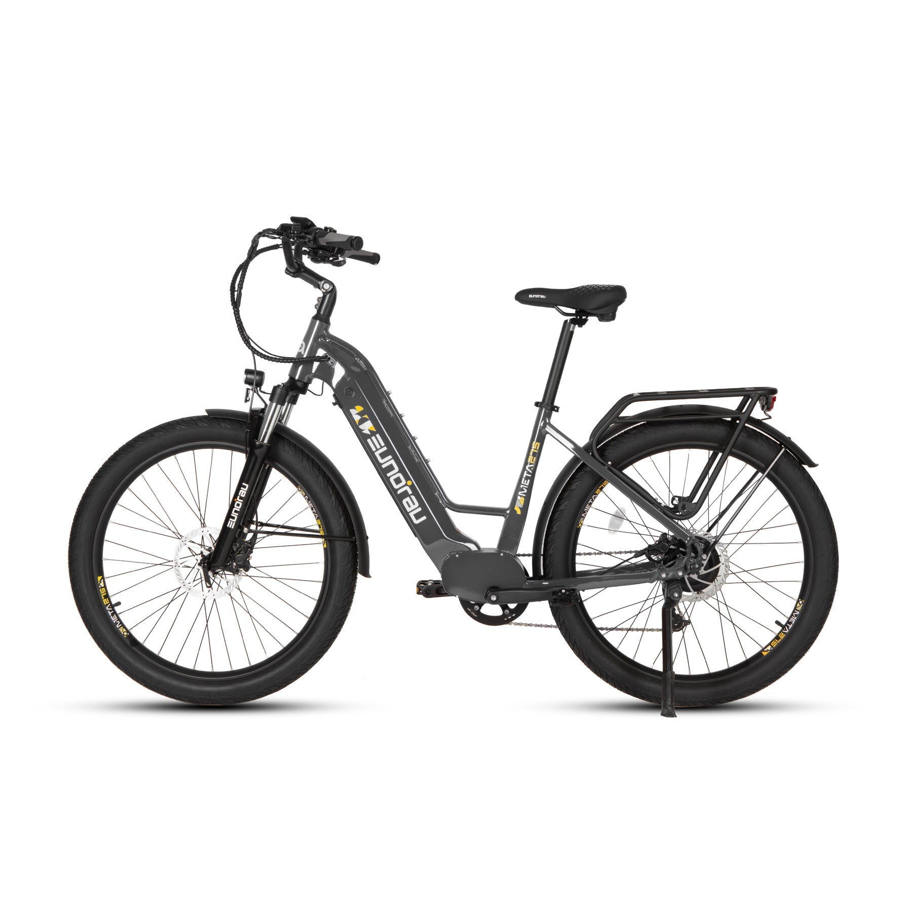 META275 2.0 electric bike gray frame with front suspension by EUNORAU E-BIKE US disc brakes black saddle on Tampa Home & Garden Store