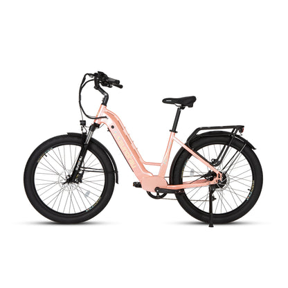 META275 2.0 electric bikes pink step-through with front suspension pair by EUNORAU E-BIKE US on Tampa Home & Garden Store