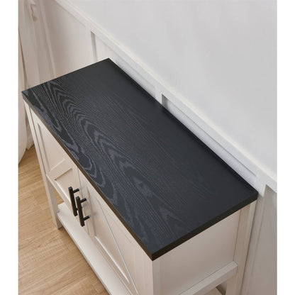 Mesa consola de almacenamiento de madera moderna de 2 cajones Blanca/Negra