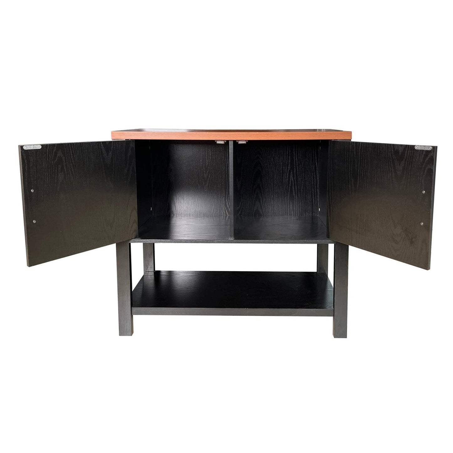 Mesa consola moderna de madera con 2 cajones (negro/nogal)