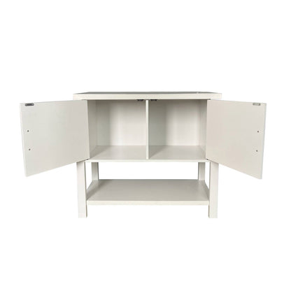 Mesa Consola Moderna de Madera de 2 Cajones Blanca
