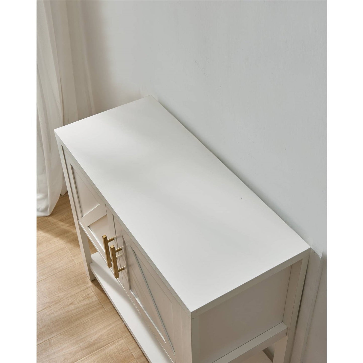 Mesa Consola Moderna de Madera de 2 Cajones Blanca