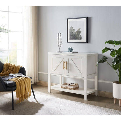 Mesa Consola Moderna de Madera de 2 Cajones Blanca